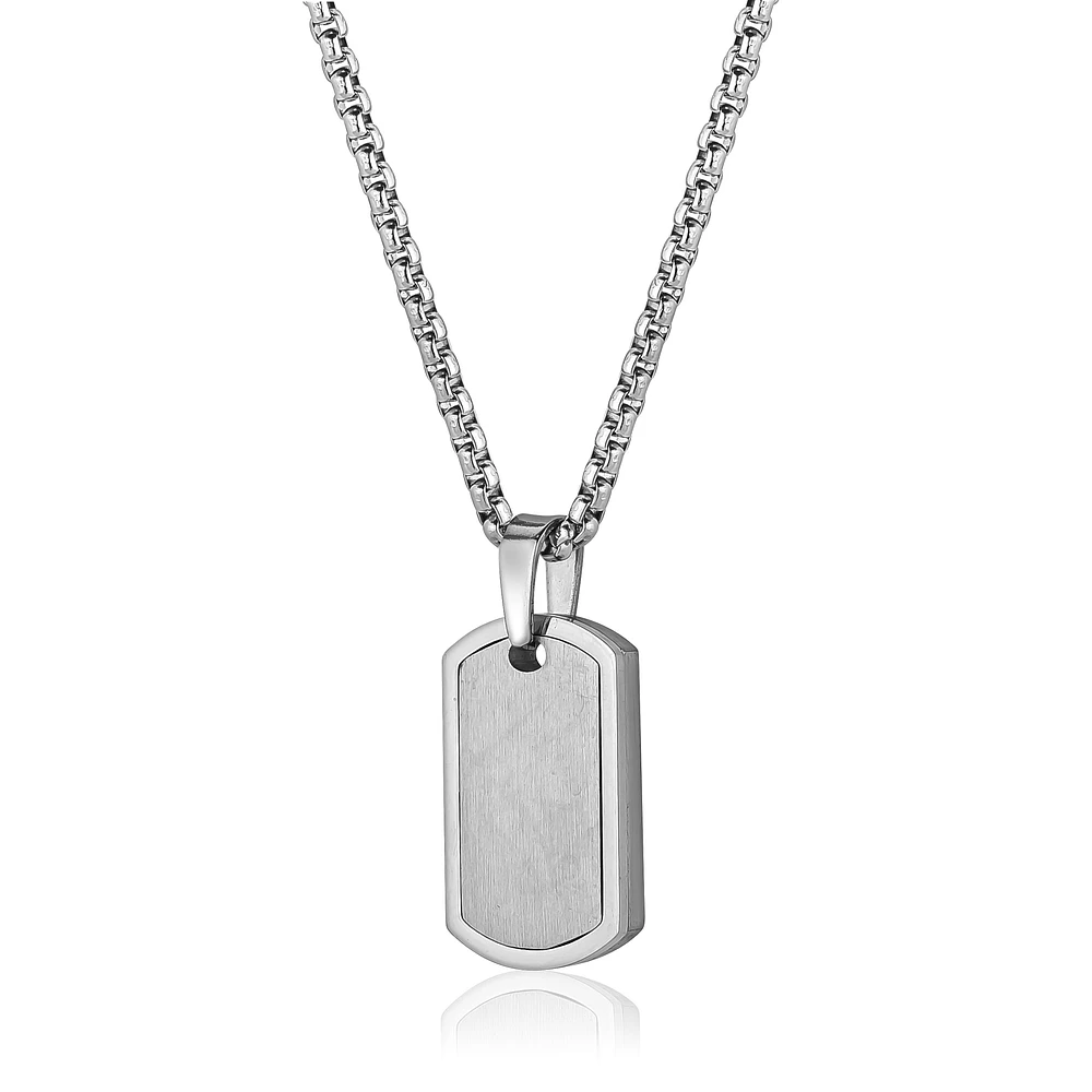 Collier plaque - Acier inoxydable. Color: gris | Doucet Latendresse