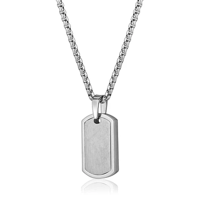 Collier plaque - Acier inoxydable. Color: gris | Doucet Latendresse