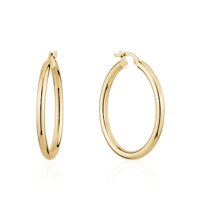 Hoop earrings 25mm for woman - 10K yellow gold. Color: yellow | Doucet Latendresse