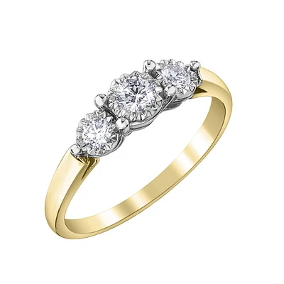 Bague à trois pierres en diamant 10K. Color: jaune | Doucet Latendresse