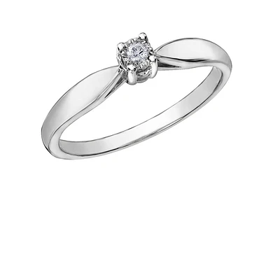 Bague Éclat du Nord pour femme - Or blanc 10K & Diamant Canadien solitaire 0.03 carat. Color: blanc | Doucet Latendresse