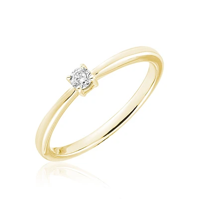 Engagement ring for woman - 10K yellow Gold & Solitaire diamond T.W. 0.08 Carat. Color: yellow | Doucet Latendresse