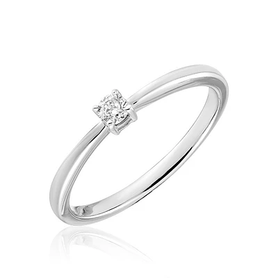 Engagement ring for woman - 10K white gold & Solitaire diamond T.W. 0.08 Carat. Color: white | Doucet Latendresse