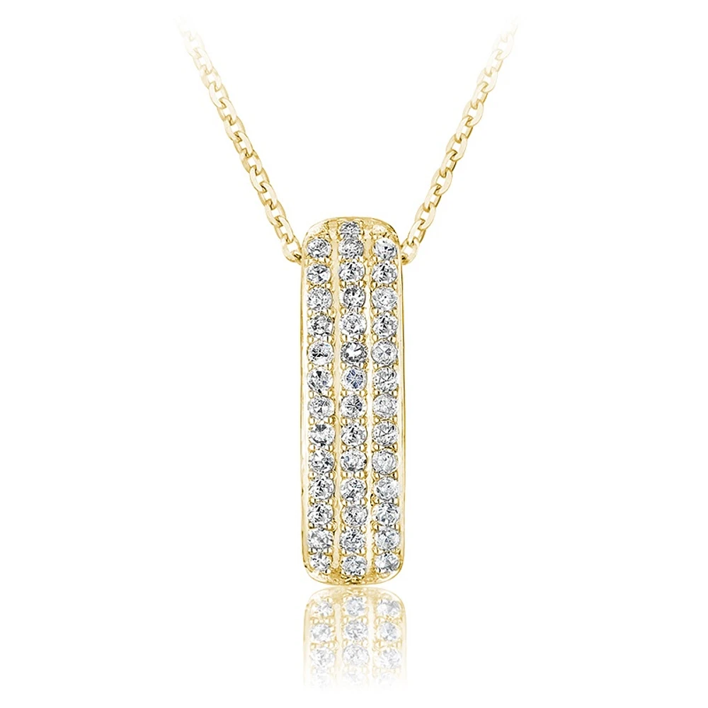 Triple row pendant for woman - 10K yellow gold & Diamonds - 18