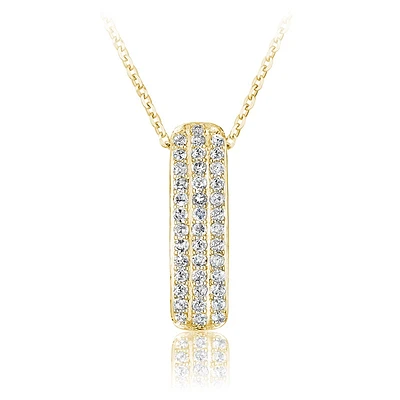 Pendentif triple rang pour femme - Or jaune 10K & Diamants - chaine 18