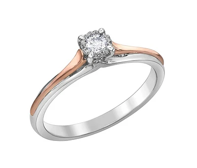 Éclat du Nord ring for woman - 10K 2-tone gold (rose & white) & Solitaire Canadian diamond T.W. 0.10 Carat. Color: 2 tone | Doucet Latendresse
