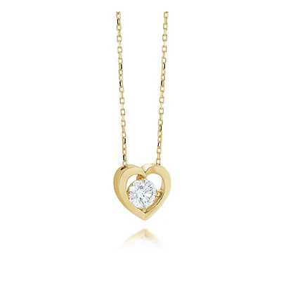 Heart pendant for woman - 10K yellow gold & Cubic zirconia - necklace included. Color: yellow | Doucet Latendresse