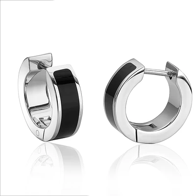 Huggies earrings for woman - 2-tone stainless steel. Color: 2 tone | Doucet Latendresse