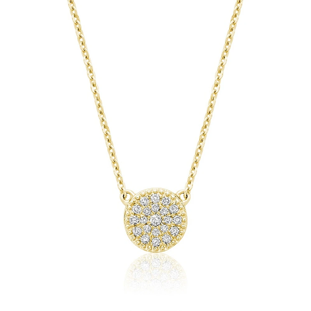 Collier pour femme - Or jaune 10K & Diamants - chaine 18