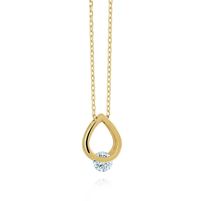 PENDANT FOR WOMEN - 10K YELLOW GOLD & CUBIC ZIRCONIA - necklace included. Color: yellow | Doucet Latendresse