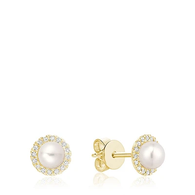 Stud Earrings For Women Freshwater Pearl & Diamond. Color: | Doucet Latendresse