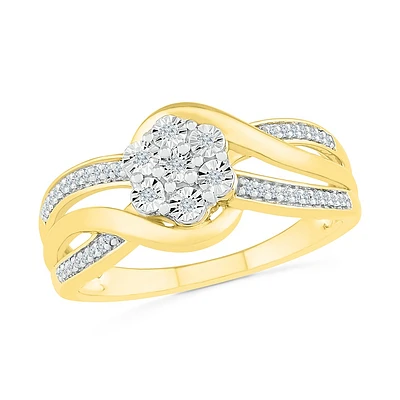 Cocktail ring for women 10k yellow gold with diamonds. Color: yellow | Doucet Latendresse