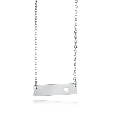 Stainless steel necklace - Heart plaque. Color: silver | Doucet Latendresse