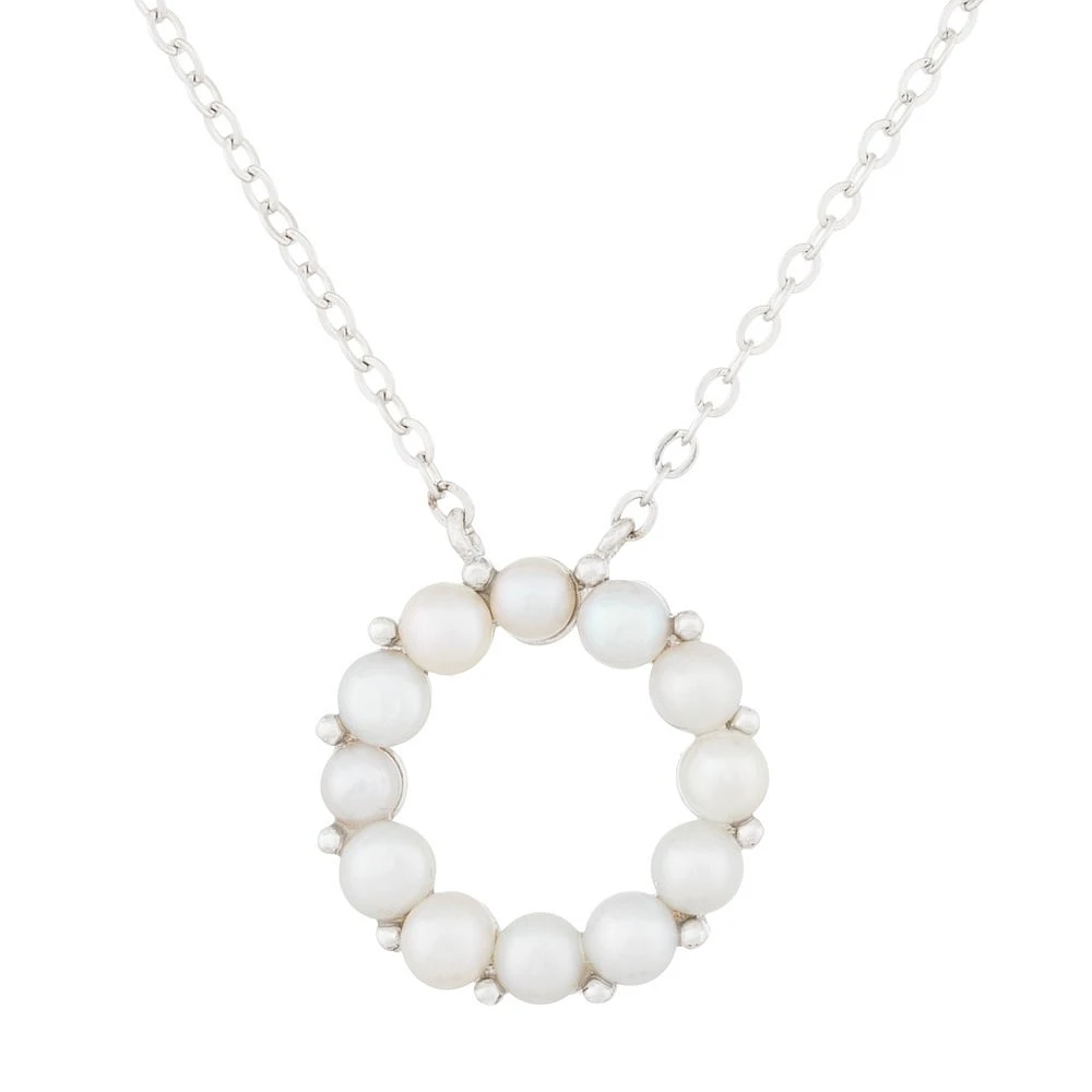 Pendentif en perles et collier (17 pouces) en argent sterling 0.925. Color: blanc | Doucet Latendresse