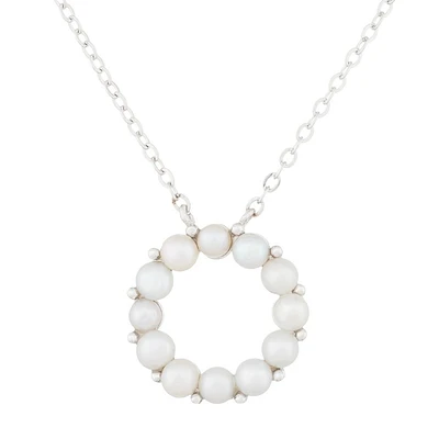 Pendentif  en perles et collier (17 pouces) en argent sterling 0.925. Color: blanc | Doucet Latendresse
