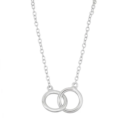 Double interlocked rings necklace in sterling silver .925. Color: silver | Doucet Latendresse