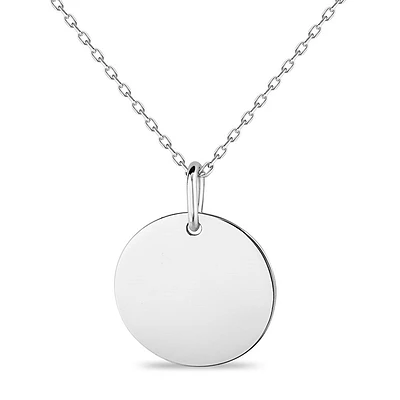 polished engravable disc necklace in sertling silver .925. Color: silver | Doucet Latendresse