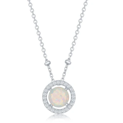 Collier opale en argent sterling .925 avec zircons cubiques. Color: argent | Doucet Latendresse