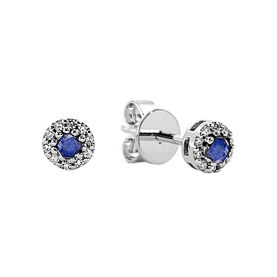 Boucles d'oreilles en bleu saphir et diamants. Color: blanc | Doucet Latendresse
