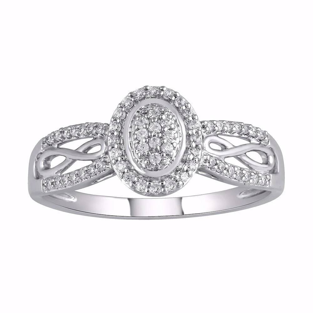 Bague infinie ovale 10K en diamants. Color: blanc | Doucet Latendresse