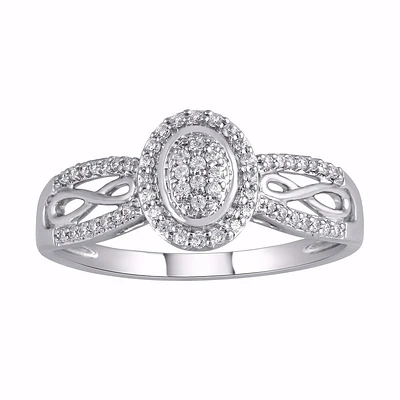Bague infinie ovale 10K en diamants. Color: blanc | Doucet Latendresse
