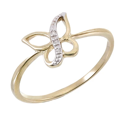 Butterfly ring for woman - 10K 2 tone Gold & Diamonds T.W. 1 pts. Color: yellow | Doucet Latendresse