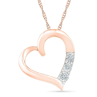 Pendentif coeur pour femme - Or rose 10K & Diamants. Color: rose | Doucet Latendresse