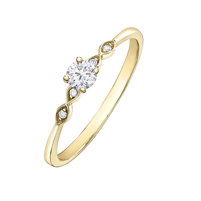 Engagement ring - 10K yellow gold & canadian diamonds T.W. 20 pts. Color: yellow | Doucet Latendresse
