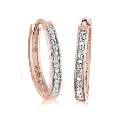 Diamond Hoop earrings - 10K rose Gold & T.W. of 0.05 Carat. Color: pink | Doucet Latendresse