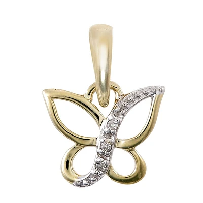 Butterfly pendant for women - 10K 2 tone Gold & Diamonds T.W. 1pts. Color: 2 tone | Doucet Latendresse