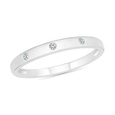 10k matte wedding band in diamond. Color: white | Doucet Latendresse