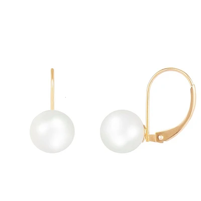 Boucles d'oreilles en or Jaune 14K avec perles de 6-6.5 mm. Color: jaune | Doucet Latendresse
