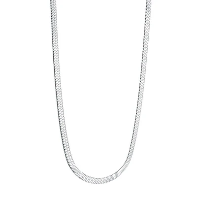 Flate Necklace White Stainless Steel -16. Color: 3 tone | Doucet Latendresse