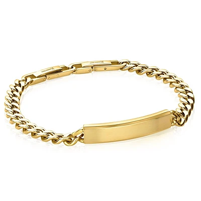 Bracelet d'identité plat en acier doré -8. Color: jaune | Doucet Latendresse