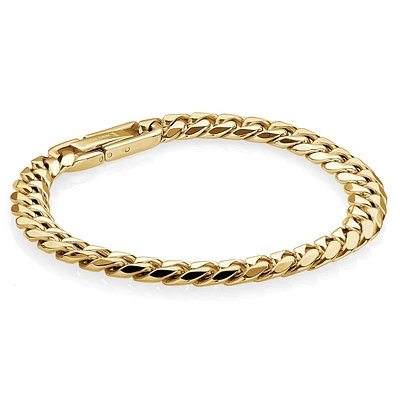 Polished Gold Stainless Steel Curb Bracelet - 8.5. Color: yellow | Doucet Latendresse