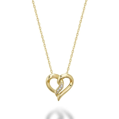 Heart Pendant for women - 10K yellow gold & diamonds -18'' chain included. Color: yellow | Doucet Latendresse