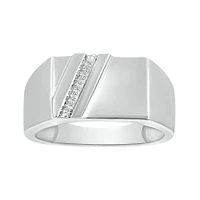 Bague à une bande 10K avec diamants. Color: blanc | Doucet Latendresse