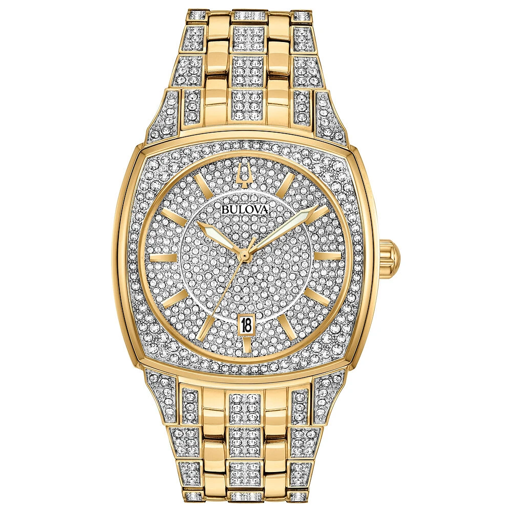 Montre Bulova en acier inoxydable avec cristaux d'or | Doucet Latendresse