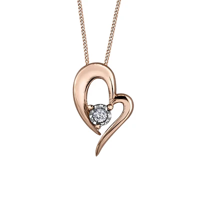Heart pendant in 10K Rose Gold &  Diamond 5PTS - Chain 16'' included. Color: pink | Doucet Latendresse
