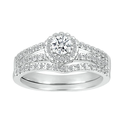 Wedding ring set for woman - 10K White Gold & Diamonds 50 points. Color: white | Doucet Latendresse