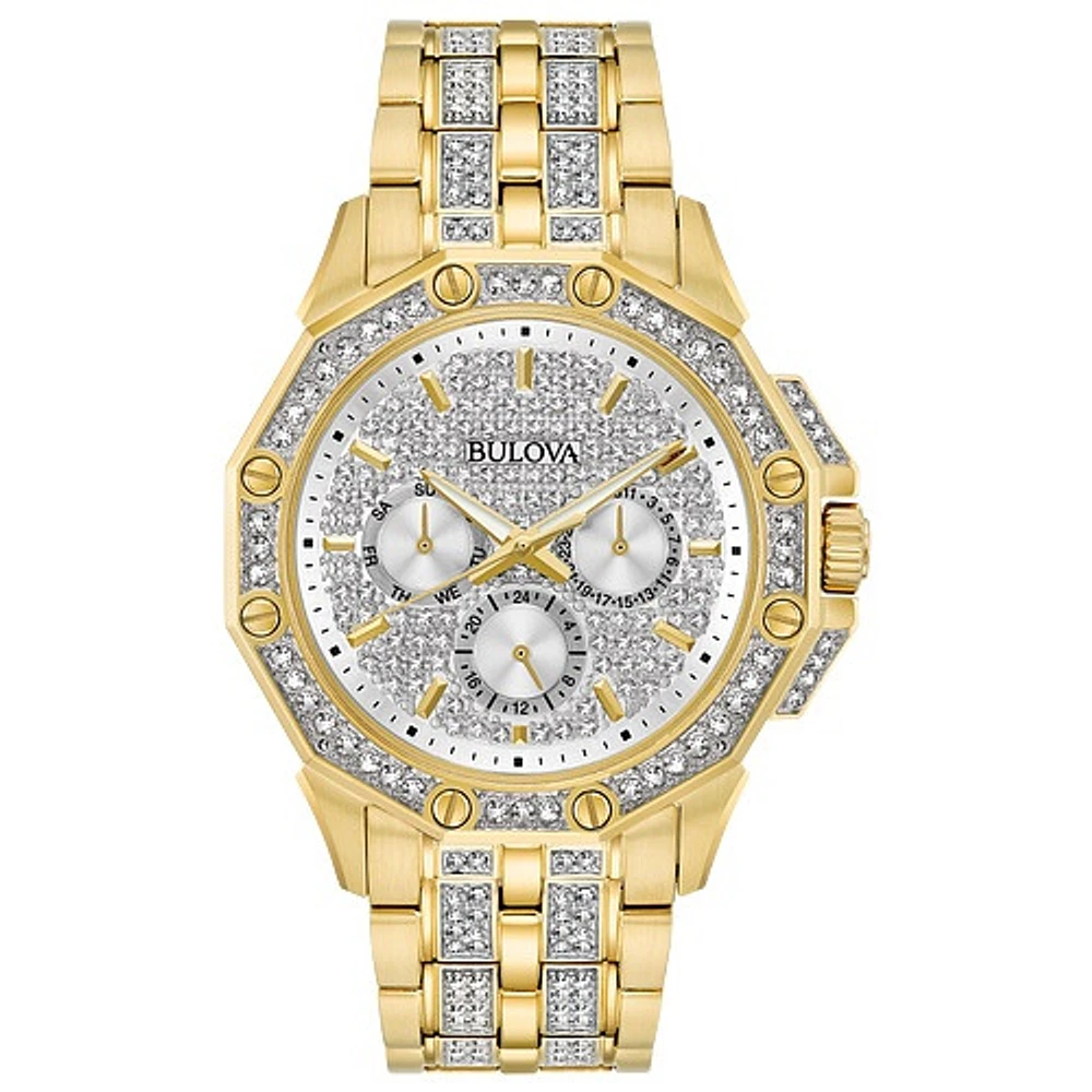 Montre Bulova Octava pour hommes avec cadran pavé d'or et cristal | Doucet Latendresse