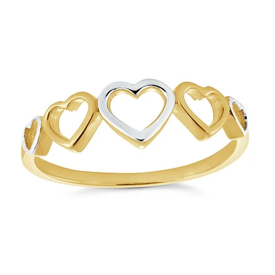 10k small hearts ring. Color: 2 tone | Doucet Latendresse