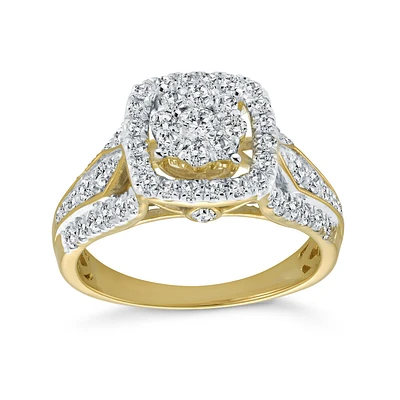 10K imperial square ring in diamond. Color: 2 tone | Doucet Latendresse