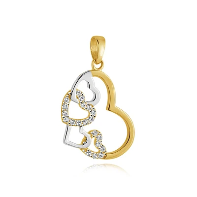 Heart Pendant for women in 10k 2 tone gold (yellow and white) & cubic zirconia. Color: 2 tone | Doucet Latendresse