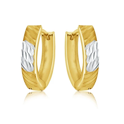 Oval hoop earrings for women - 10K 2-tone Gold. Color: 2 tone | Doucet Latendresse