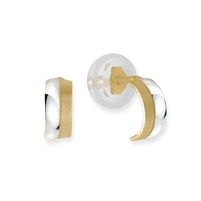 Huggies earrings for children - 10K 2 tone Gold (yellow and white). Color: 2 tone | Doucet Latendresse