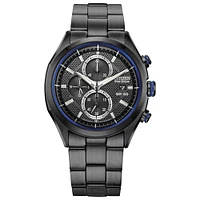 Eco-Drive watch for man - Dark grey stainless steel & Black dial | Doucet Latendresse