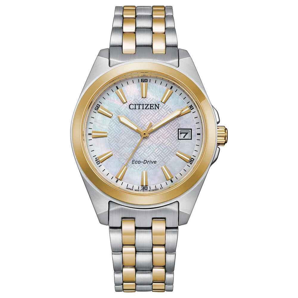 Montre Citizen Eco-Drive pour femme - Acier inoxydable 2 tons & Cadran blanc | Doucet Latendresse
