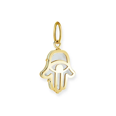 Pendentif (hamsa) nacre perle en or jaune 10k. Color: jaune | Doucet Latendresse