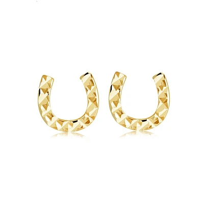 Earrings with horseshoe symbol in 10K yellow gold for woman. Color: yellow | Doucet Latendresse
